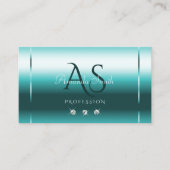 シマースタイリッシュリーティール（緑がかった色）きらめくダイヤモンドイニシャル 名刺 (正面)