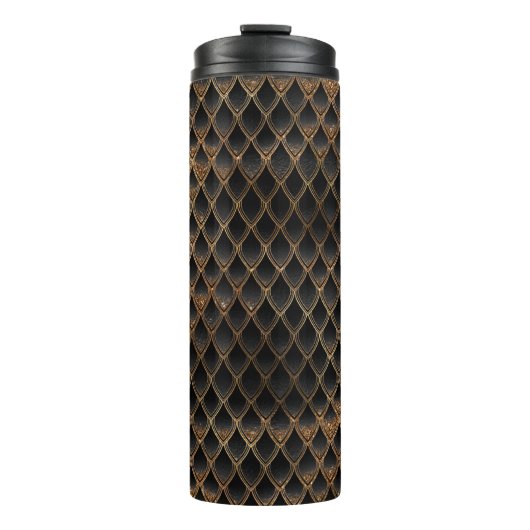 シマーリングブラック&金ゴールドグリッタードラはかりで測ゴン タンブラー (正面)