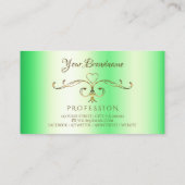 シマーリーグリーンと金ゴールド華美コーナーイニシャル 名刺 (裏面)