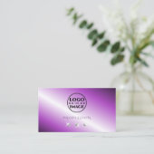 シマーリーパープルきらめくシルバーダイヤモンド追加ロゴ 名刺 (スタンド正面)