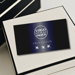 シマーリーブルーきらめくブラックダイヤモンドとロゴ 名刺