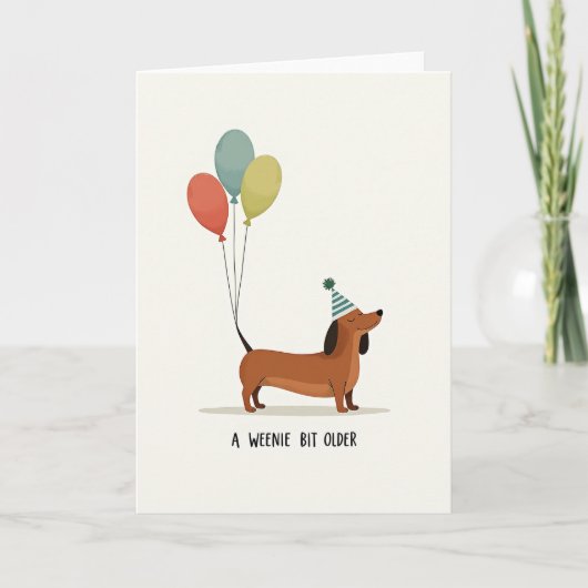 シマ柄ハットの犬の誕生日カード カード (正面)