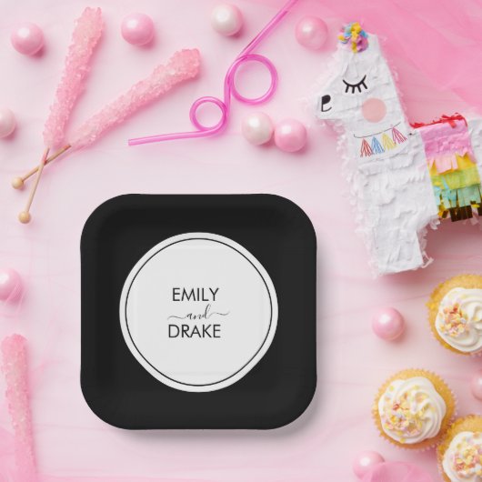 シミニマルック白黒結婚ズ ペーパープレート (パーティー)