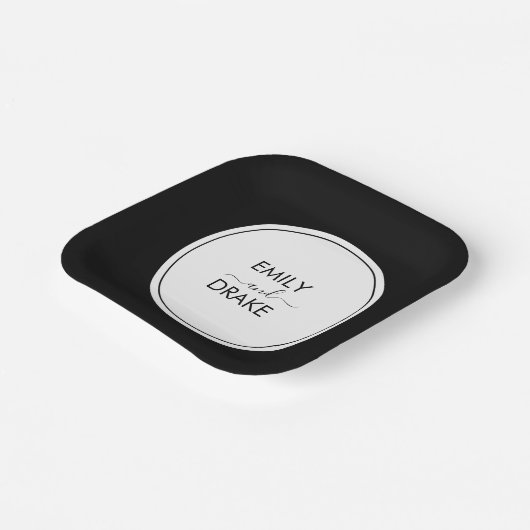 シミニマルック白黒結婚ズ ペーパープレート (傾斜あり)