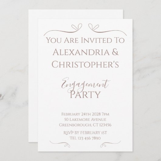 シミニマルッ結婚ク婚約パーティ 招待状 (正面/裏面)