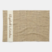 シミュレパーソナライズされた素朴ートBurlap キッチンタオル (横)