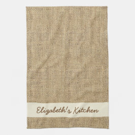 シミュレパーソナライズされた素朴ートBurlap キッチンタオル