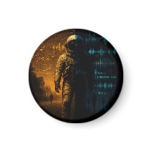 シミュレーション第1フェーズのポスター – グリッチ宇宙飛行士アート