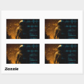 シミュレーション第1フェーズのポスター – グリッチ宇宙飛行士アート 長方形シール (シート)