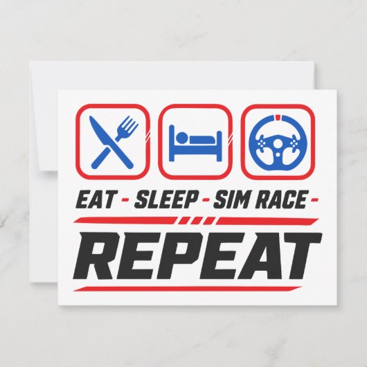 シミュレーション レース好きのための Eat sleep sim race repeat 招待状 (正面)