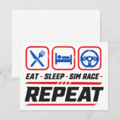 シミュレーション レース好きのための Eat sleep sim race repeat 招待状 (正面/裏面)