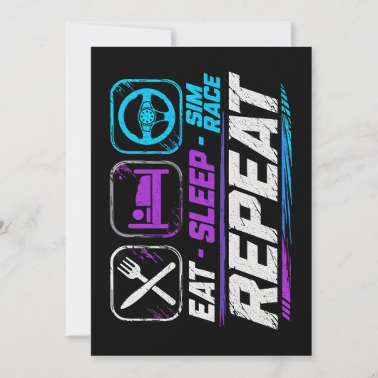 シミュレーション レース好きのための Eat sleep sim race repeat 招待状 (正面)