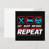 シミュレーション レース好きのための Eat sleep sim race repeat 招待状 (正面/裏面)