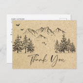 シミュレートされたクラフト紙の森の山々 サンクス ポストカード (正面/裏面)
