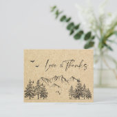 シミュレートされたクラフト紙の森の山々 サンクス ポストカード (スタンド正面)