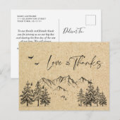 シミュレートされたクラフト紙の森の山々 サンクス ポストカード (正面/裏面)