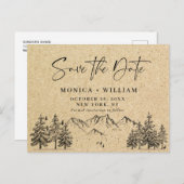 シミュレートされたクラフト紙ウェディング日付の保存 ポストカード (正面/裏面)