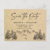 シミュレートされたクラフト紙ウェディング日付の保存 ポストカード (正面)