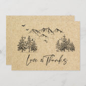シミュレートされたクラフト紙ハンドドロー結婚ドマウンテンズ サンキューカード (正面/裏面)