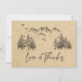 シミュレートされたクラフト紙ハンドドロー結婚ドマウンテンズ サンキューカード (正面)