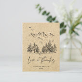シミュレートされたクラフト紙フォレストマウンテンズサンキュー ポストカード (スタンド正面)