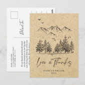 シミュレートされたクラフト紙フォレストマウンテンズサンキュー ポストカード (正面/裏面)