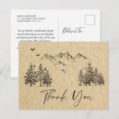 シミュレートされたクラフト紙フォレストマウンテンズサンキュー ポストカード (正面/裏面)