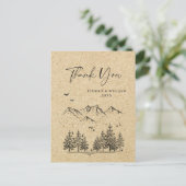 シミュレートされたクラフト紙フォレストマウンテンズサンキュー ポストカード (スタンド正面)