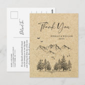 シミュレートされたクラフト紙フォレストマウンテンズサンキュー ポストカード (正面/裏面)