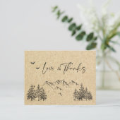 シミュレートされたクラフト紙フォレストマウンテンズサンキュー ポストカード (スタンド正面)