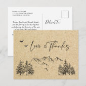 シミュレートされたクラフト紙フォレストマウンテンズサンキュー ポストカード (正面/裏面)