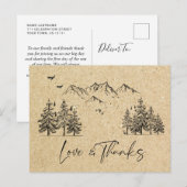 シミュレートされたクラフト紙フォレストマウンテンズサンキュー ポストカード (正面/裏面)