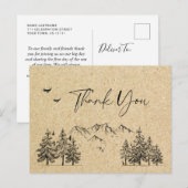 シミュレートされたクラフト紙フォレストマウンテンズサンキュー ポストカード (正面/裏面)