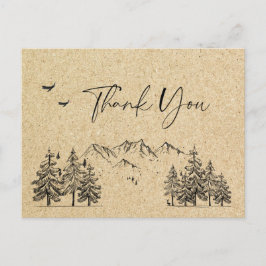 シミュレートされたクラフト紙フォレストマウンテンズサンキュー ポストカード