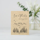シミュレートされたクラフト紙フォレストマウンテンズサンキュー ポストカード (スタンド正面)