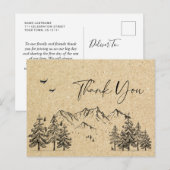 シミュレートされたクラフト紙フォレストマウンテンズサンキュー ポストカード (正面/裏面)