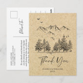 シミュレートされたクラフト紙フォレストマウンテンズサンキュー ポストカード (正面/裏面)
