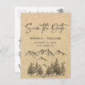 シミュレートされたクラフト紙マウンテン日付の保存 ポストカード (正面/裏面)