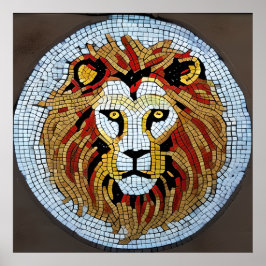 シミュレートされたライオンのモザイクユニーク興味深い ポスター