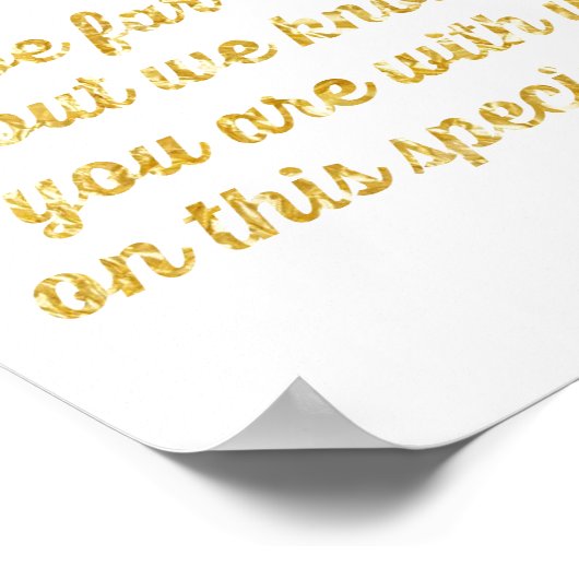 シミュレートされた金ゴールドフォイルを備えたメモリテーブル引用文ポスター ポスター (角)