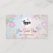 シミュレートグリッター繊細なパステルレインボー 名刺 (正面)