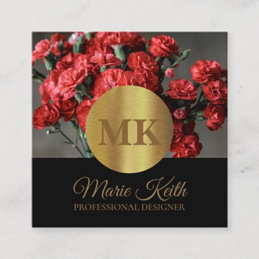 シミュレート金ゴールドとブラックモダンプロフェッショナル スクエア名刺 (正面)