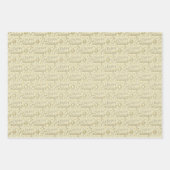 シミュレート金ゴールド金属タイポグラフィクリスマス ラッピングペーパーシート (正面2)