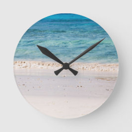 シミランホワイトサンドビーチとターコイズブルーシー ラウンド壁時計