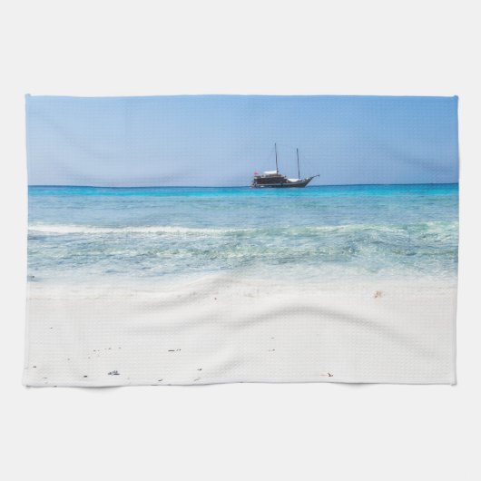 シミランホワイトビーチとターコイズブルー海 キッチンタオル (横)