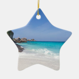 シミランホワイトビーチとターコイズブルー海 セラミックオーナメント