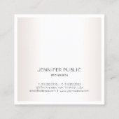 シムエレガントプモダンルシルバフェイクープレーンシックラグジュアリー スクエア名刺 (裏面)