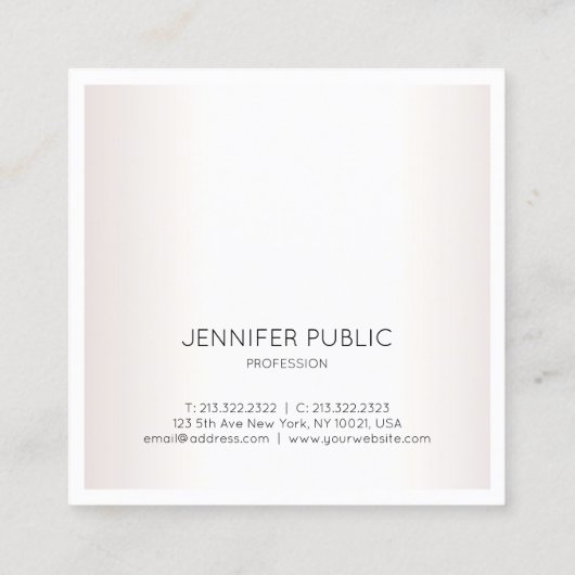 シムエレガントプモダンルシルバフェイクープレーンシックラグジュアリー スクエア名刺 (裏面)