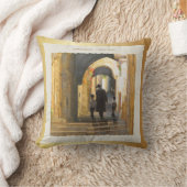 シムタエルサレムオールドシティイスラエル油絵画芸術 クッション (ブランケット)