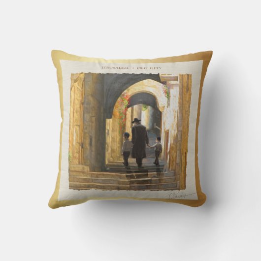 シムタエルサレムオールドシティイスラエル油絵画芸術 クッション (裏面)